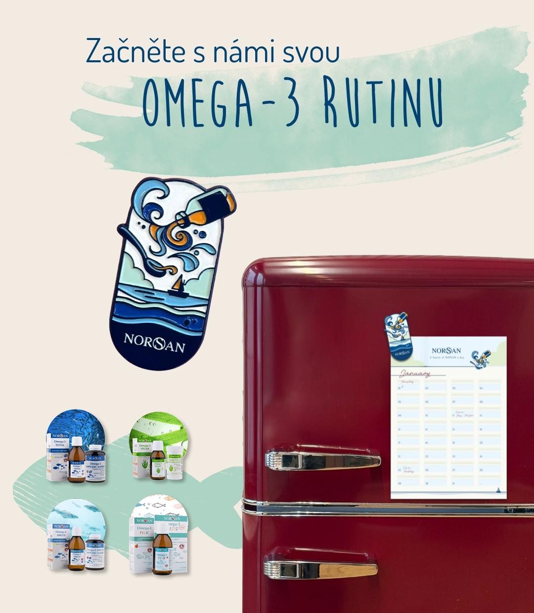 promo plakátek na zahájení omega-3 rutiny; norsan.cz